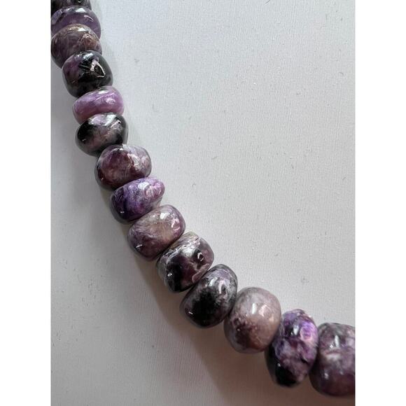 NEW Charoite rondelle beaded 18 inch necklace with 925 clasp - Picture 10 of 11